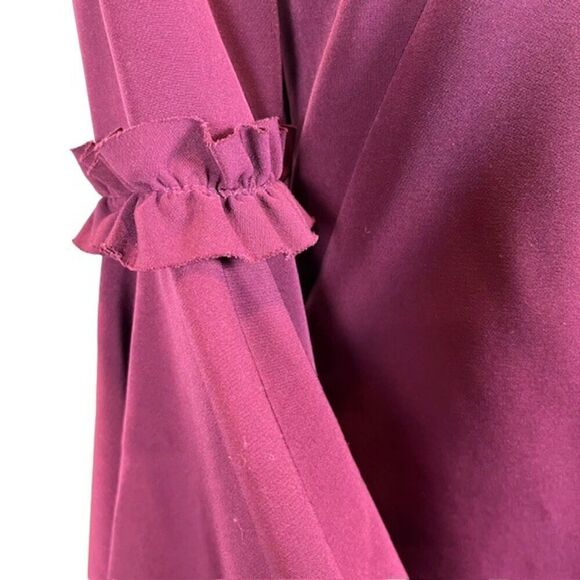 Milly Cady Bell Sleeve Dress Deep Wine Purple Grape Zip Back Size 4 - Picture 5 of 15